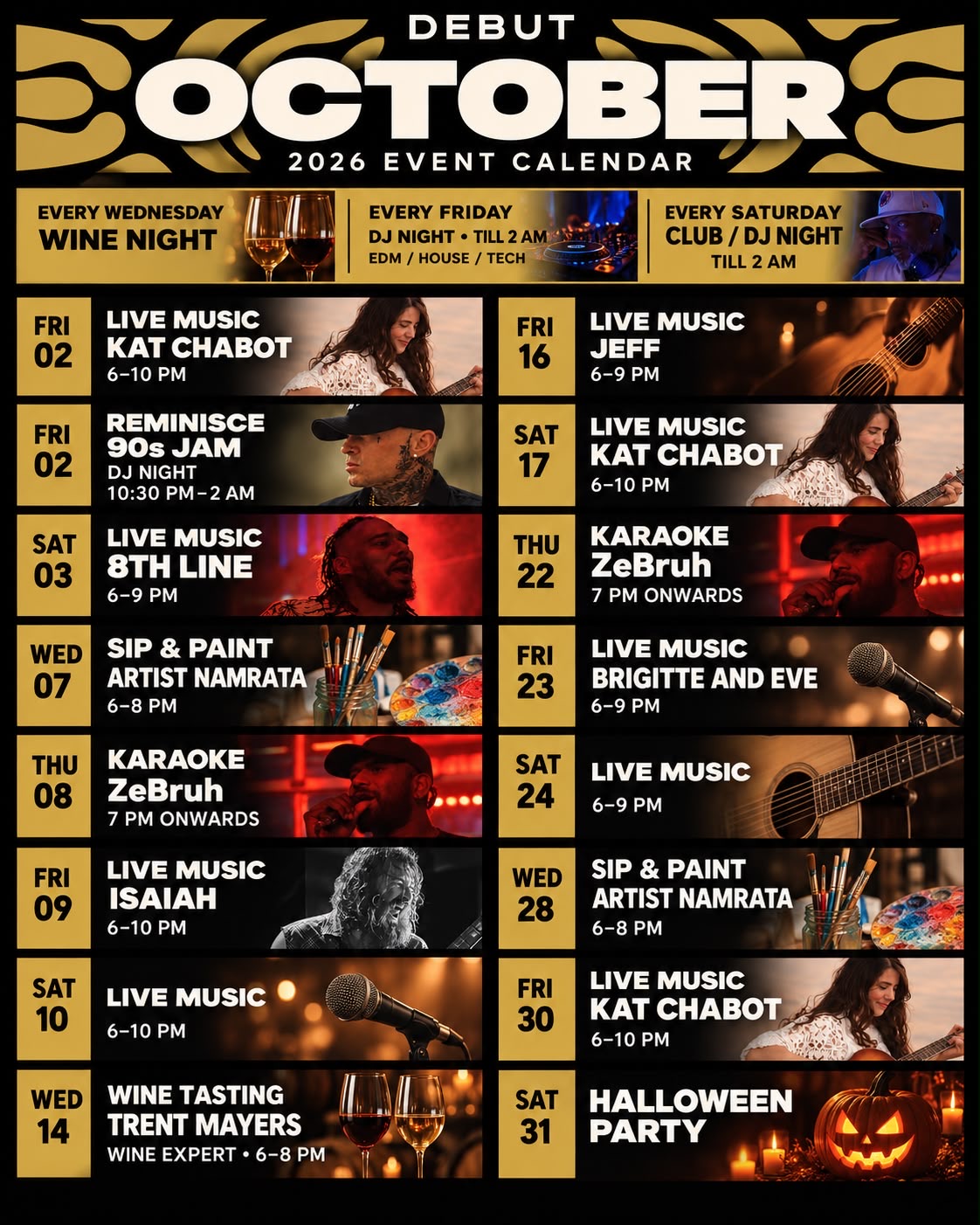 Début October 2026 event calendar poster